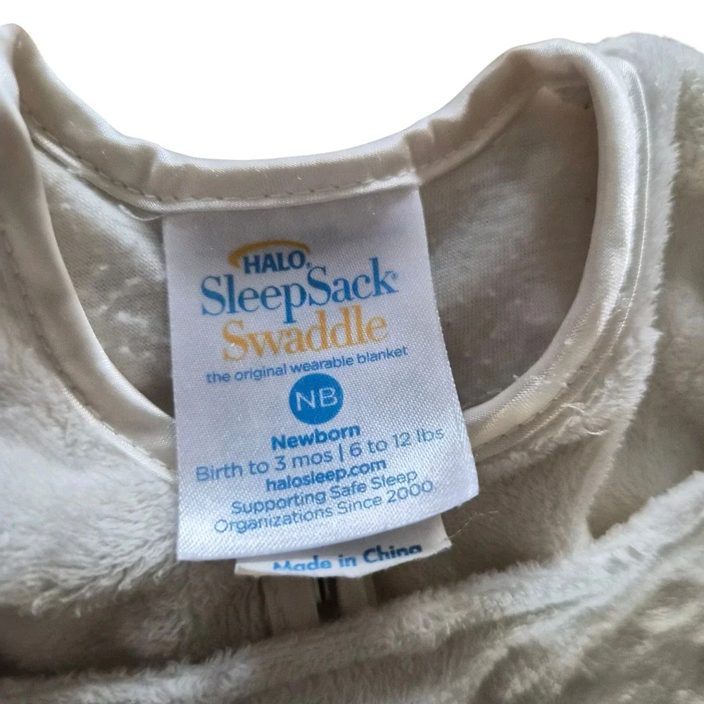HALO SleepSack Swaddle Newborn Cream Minky Dot Wearable Blanket 6-12 lbs NB‎